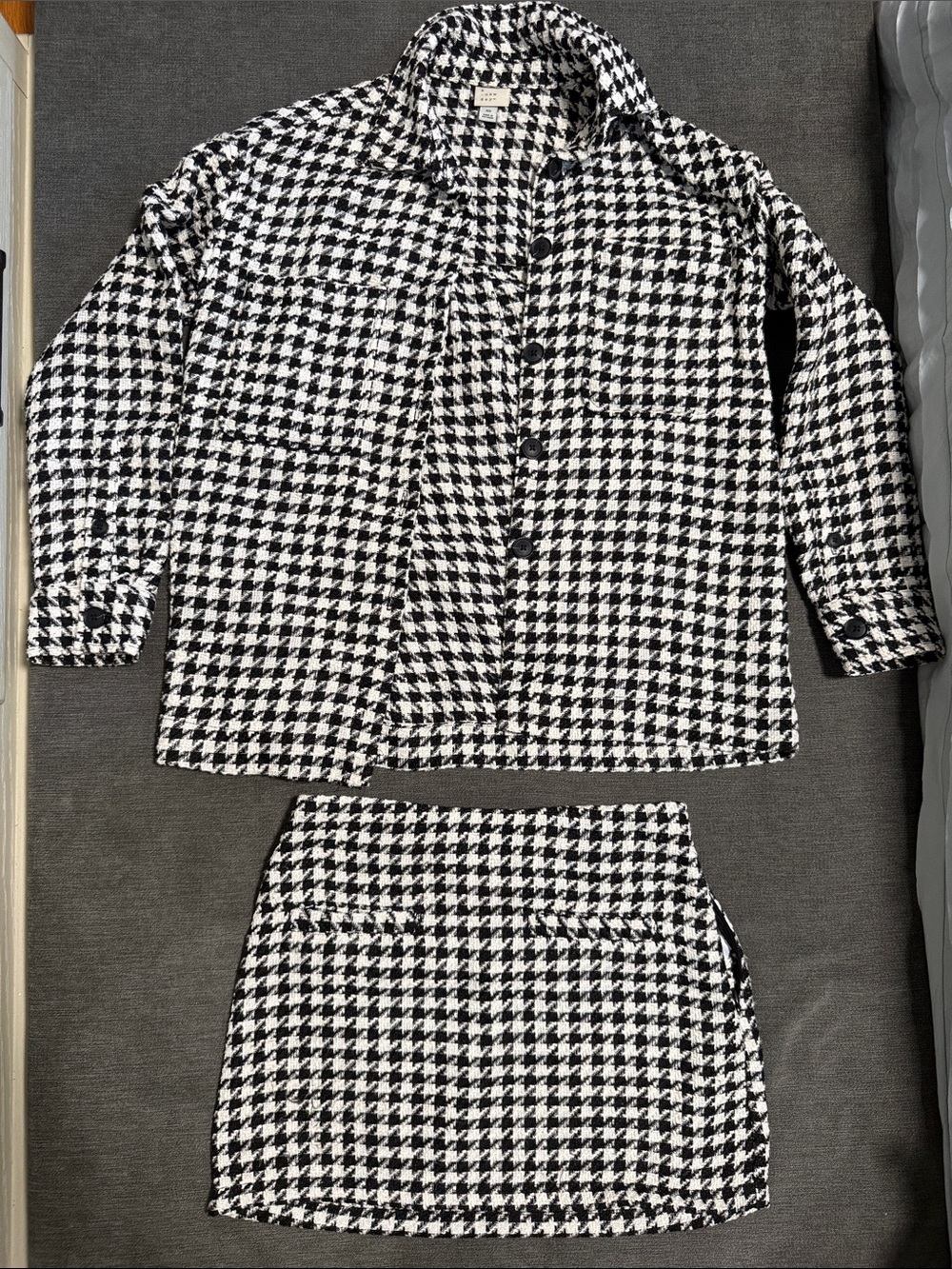 Target Black and White Houndstooth Blazer Jacket and Skirt Set